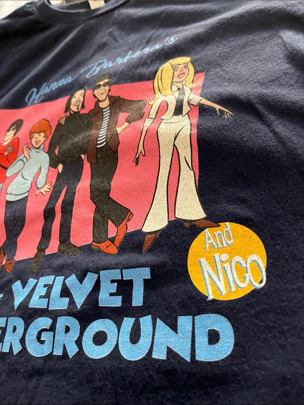 Rare and unique NWOT Hanna-Barbera The Velvet Underground Navy Graphic T unisex - Picture 3 of 6